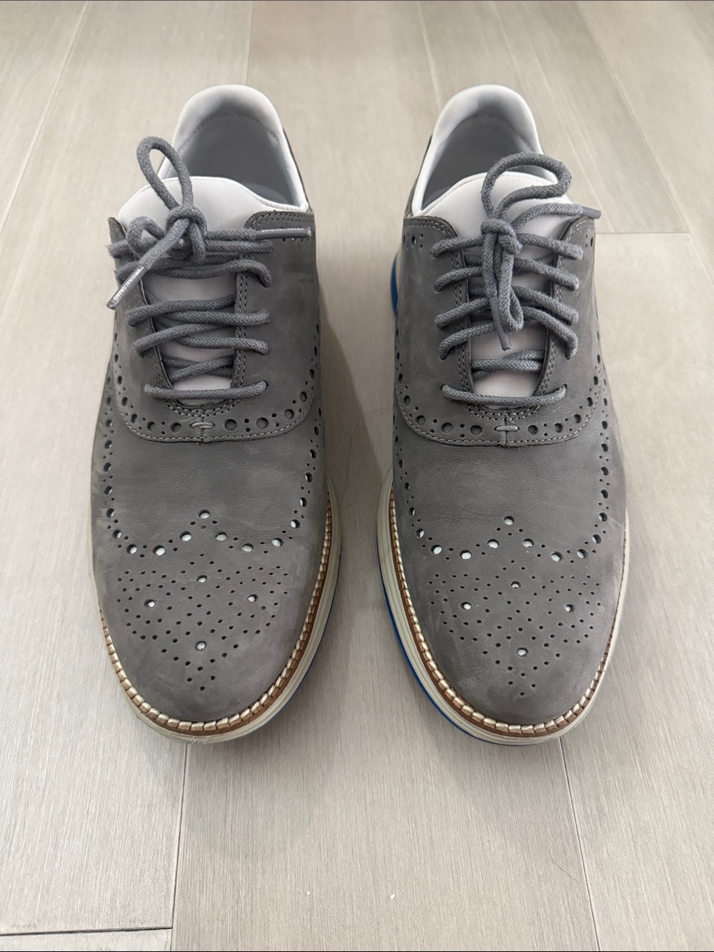 Cole Haan Original Grand 360 Gray with Blue Wingtip Derby Shoes for Men